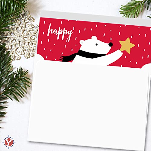 2023 Holiday Christmas Greeting Cards - 25 Gold & 25 Red Blank Greeting Cards with 50 White Envelopes - Card Size 5 x 7 When Folded - Envelopes Size A7 FoldCard