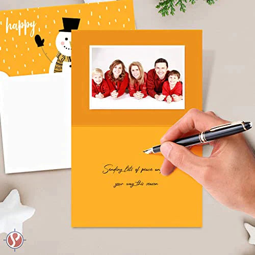 2023 Holiday Christmas Greeting Cards - 25 Gold & 25 Red Blank Greeting Cards with 50 White Envelopes - Card Size 5 x 7 When Folded - Envelopes Size A7 FoldCard