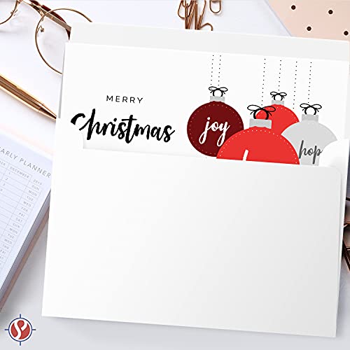 2023 Merry Christmas and Happy New Year – Love, Faith, Hope, Joy, Believe 4.25 x 5.5 (A2 Size) - 25 Cards and 25 Envelopes FoldCard