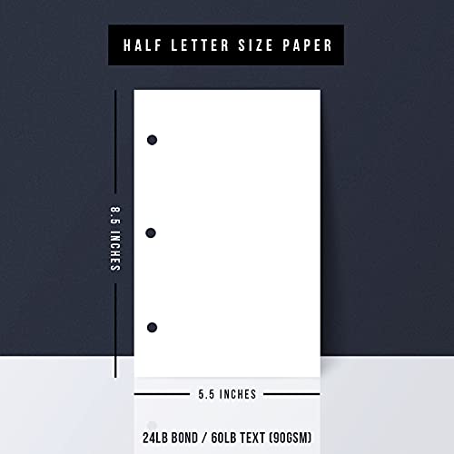 Versatile Half Letter Paper, 3 Hole Punched, for Binders and Clipboards, Bright White, 8.5 x 5.5 Inches