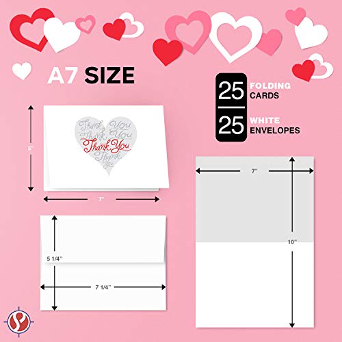 Stylish White Thank You Heart Cards - 25 Pack - Perfect for Showing Appreciation and Gratitude