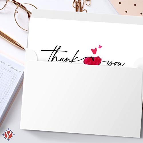 Tarjetas de felicitación de agradecimiento para el día de San Valentín, calidad premium con diseño artístico de corazón, 25 tarjetas y 25 sobres por paquete.