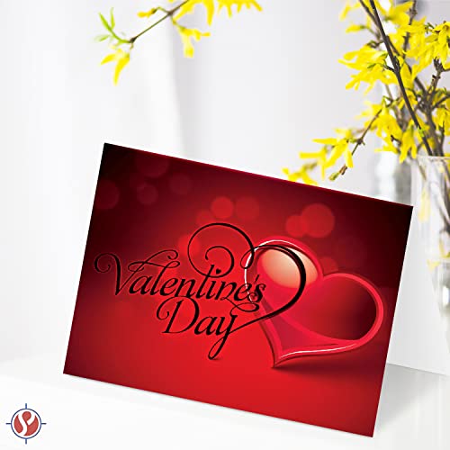 Valentine's Day Cards with Script Heart Design - 25 Pack of Personalized Love Greetings