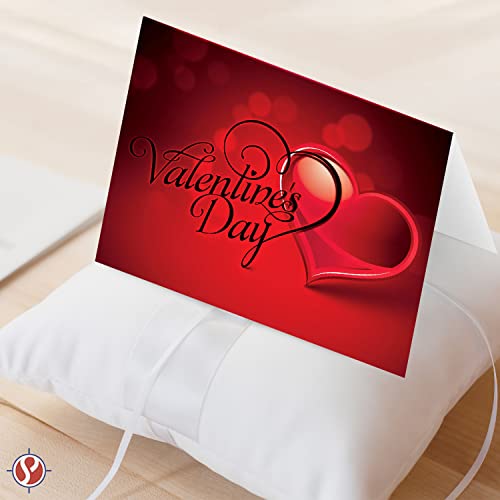 Valentine's Day Cards with Script Heart Design - 25 Pack of Personalized Love Greetings