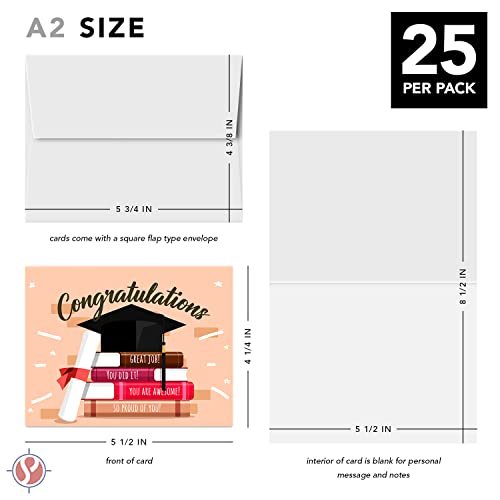 Congratulations Graduation Greeting Cards and Envelopes - Class of 2025 Celebratory Fold Over Greetings