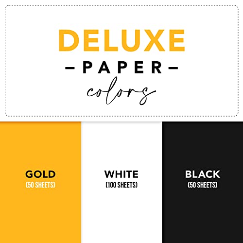 Black, Gold and White 8.5 x 11" Colored Paper Sheets Bulk Set - 200 Sheets Total