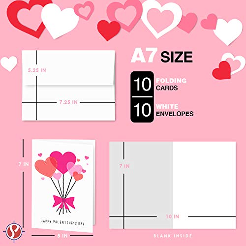 Lindas y románticas tarjetas de agradecimiento con corazón de amor para el día de San Valentín, perfectas para esposos, esposas, novios y novias, 10 tarjetas y 10 sobres (tamaño A7 de 5x7 pulgadas)