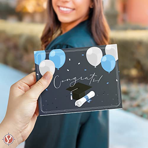 Congrats' Elegant Blue Graduation Greeting Cards and Envelopes - Perfect for Class of 2025