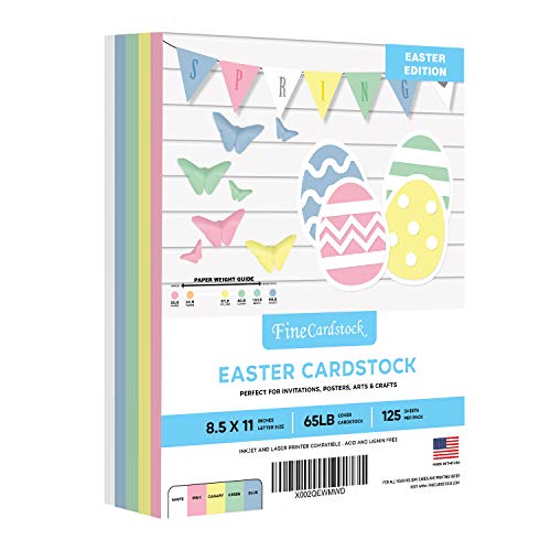 Easter Colored Card Stock Paper, 8.5 x 11" Multi-Color Bulk Cardstock for Spring Crafts and Invitations | 125 Sheets Total