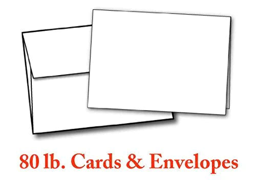 5" X 7" Heavyweight Blank White Greeting Card Sets - 30 Cards & Envelopes FoldCard