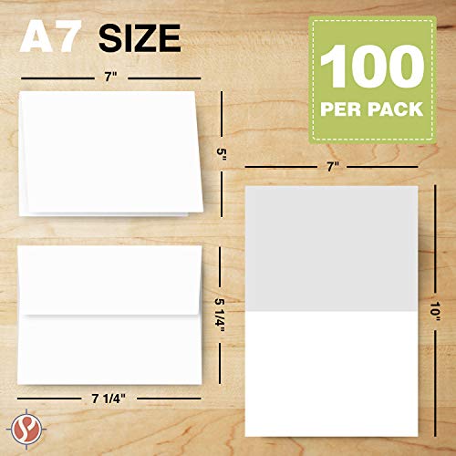 5" x 7" Heavyweight Blank White Greeting Cards and Envelopes - 100 Cards and Envelopes Per Pack FoldCard