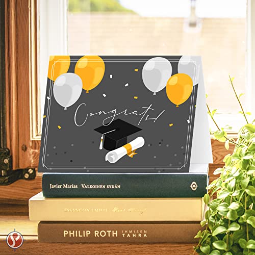 Congrats' Elegant Black and Gold Graduation Greeting Cards and Envelopes - Perfect for Class of 2025