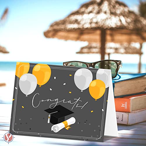 Congrats' Elegant Black and Gold Graduation Greeting Cards and Envelopes - Perfect for Class of 2025