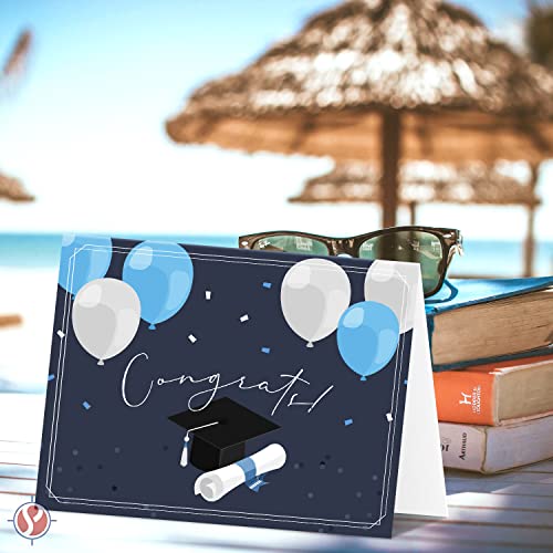 Congrats' Elegant Blue Graduation Greeting Cards and Envelopes - Perfect for Class of 2025