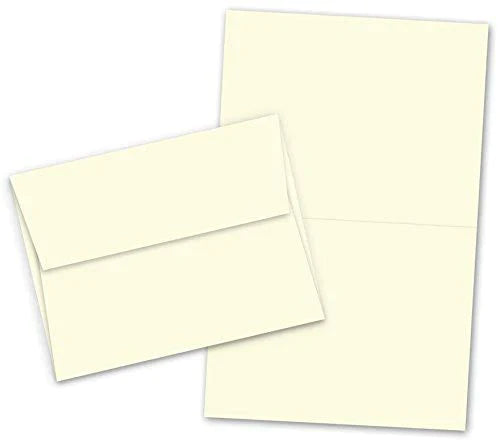 A7 - 5" X 7" Heavyweight Blank Cream/Natural Greeting Fold Over Card Sets - 50 Cards & Envelopes FoldCard