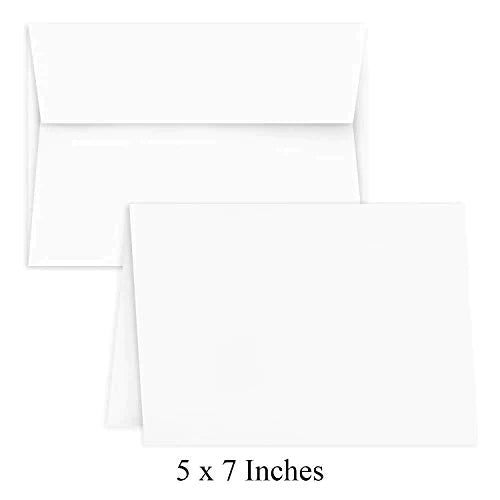 Blank Greeting Card Set With Envelope - for Business, Invitations, Bridal Shower, Holiday Cards, Birthday, Weddings | 5" x 7" Inches | Bulk Set of 50 FoldCard