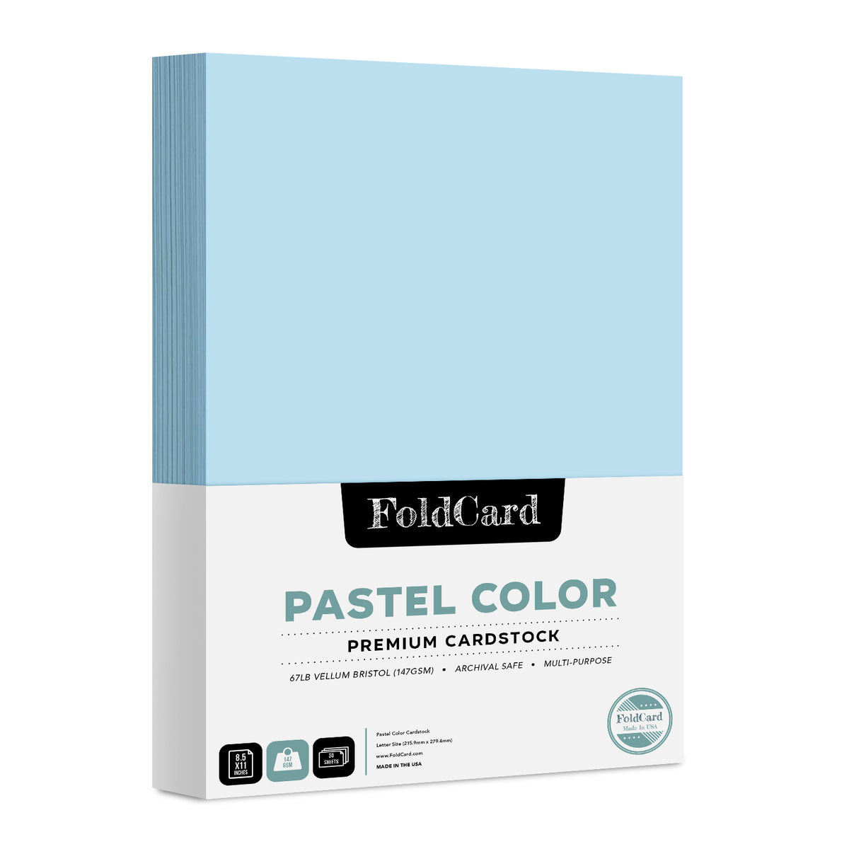 Premium Quality Pastel  Color Cardstock: 8.5 x 11 - 50 Sheets of 67lb Cover Weight
