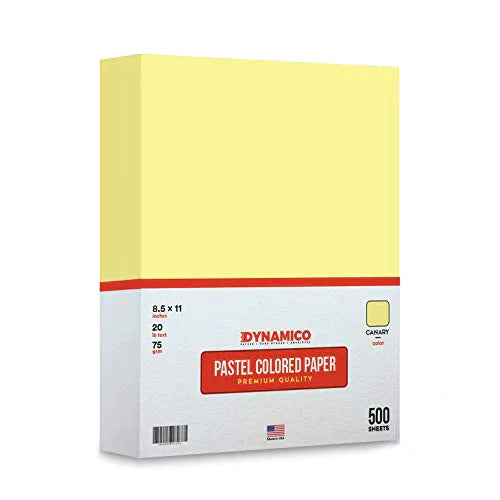 Canary 8.5 x 11" Pastel Light Color Regular Paper, Colored Lightweight Papers | 1 Ream of 500 Sheets FoldCard
