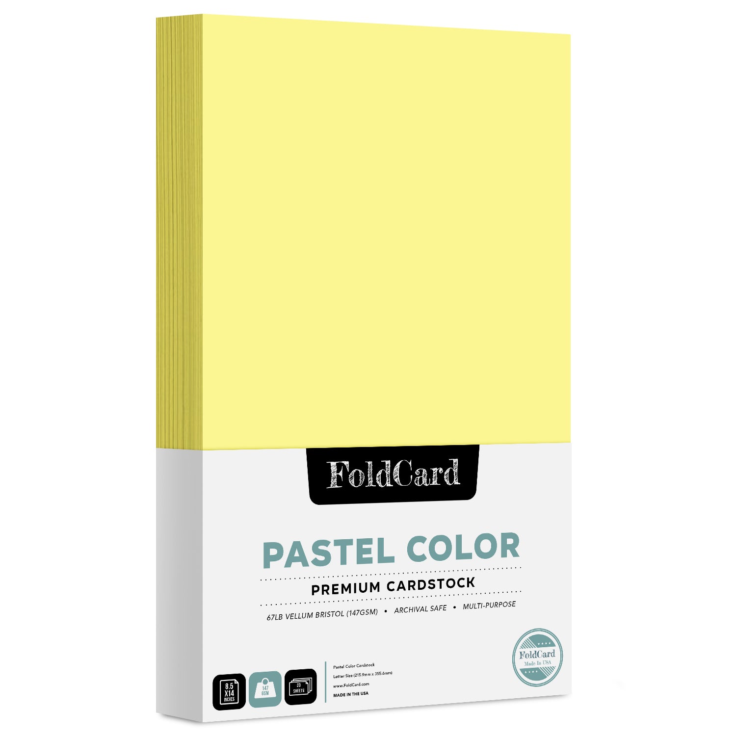 Cartulina de color pastel de primera calidad: 8.5 x 14 - 50 hojas de 67 lb Peso de cubierta