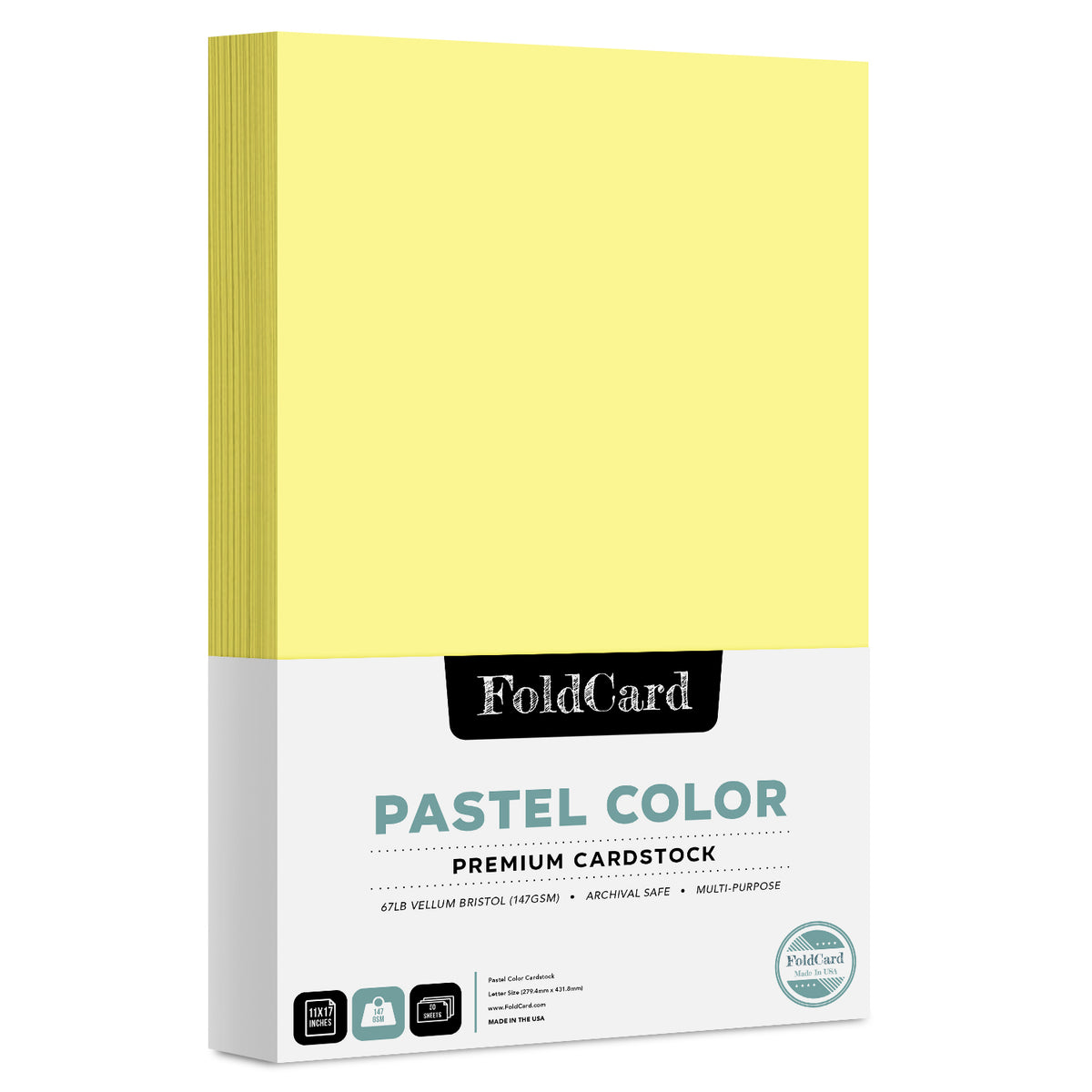 Premium Quality Pastel  Color Cardstock: 11 x 17 - 50 Sheets of 67lb Cover Weight