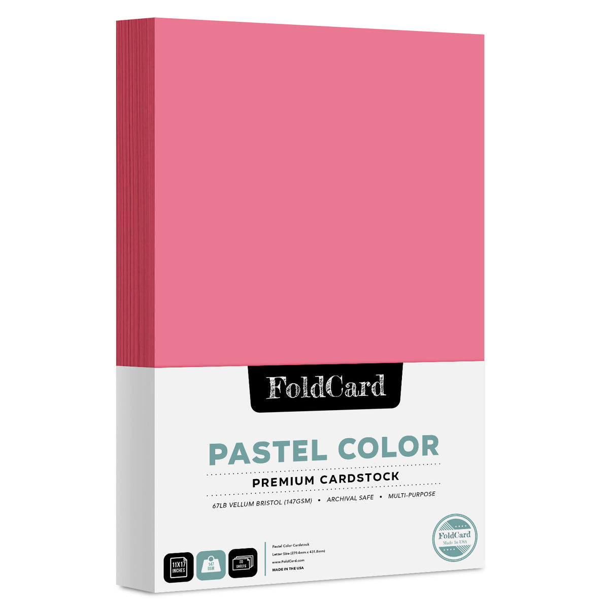 Premium Quality Pastel  Color Cardstock: 11 x 17 - 50 Sheets of 67lb Cover Weight