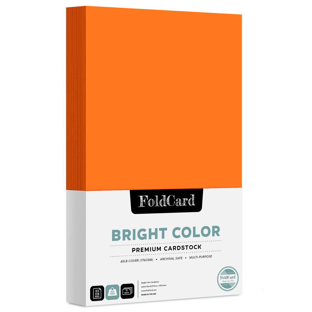 Premium Quality Bright Color Cardstock: 8.5 x 14 - 50 Sheets of 65lb Cover Weight