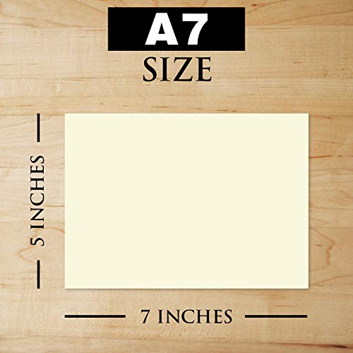 Cream Blank Flat Note Cards with Envelopes | 5 x 7 Inches | Heavyweight 80lb (216gsm) Card Stock | 50 per Pack FoldCard