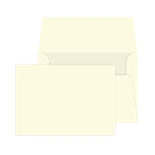 Cream Greeting Note Flat Postcards or Cards with Envelopes - 5 X 7 Inc