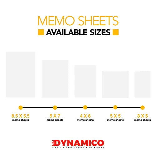 Dynamico White Memo Sheets Paper – Perfect for Quick Notes, To-Do Lists and Reminders for School, Office and Business | 8.5 x 5.5 Inches | 24lb Bond 60lb Text (90gsm) Paper | 250 Sheets per Pack FoldCard