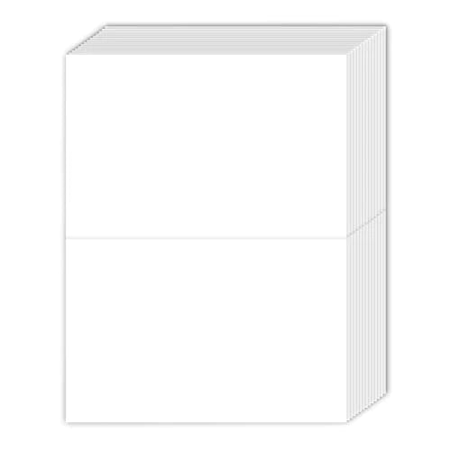 Extra Thick 100lb White Uncoated Cover Stock Half Fold Greeting Cards / Invitations, 5.5 X 8.5 Inches When Folded - 50 Cards Per Pack FoldCard