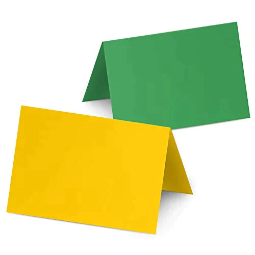 Folding Greeting Cards Uncoated, 5x7 Inches When Folded in Half - 50 Cards (Christmas Gold & Green) FoldCard