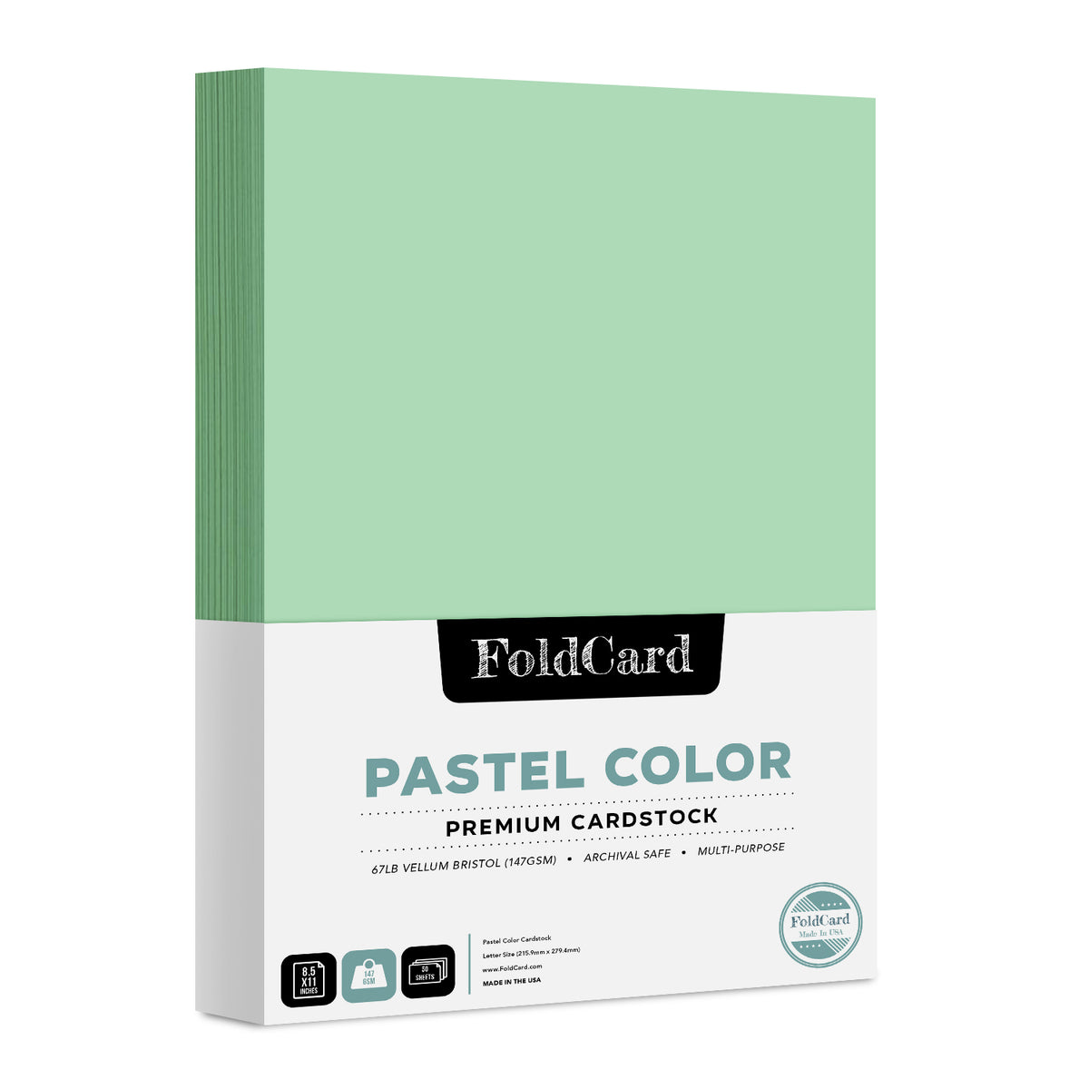 Premium Quality Pastel  Color Cardstock: 8.5 x 11 - 50 Sheets of 67lb Cover Weight