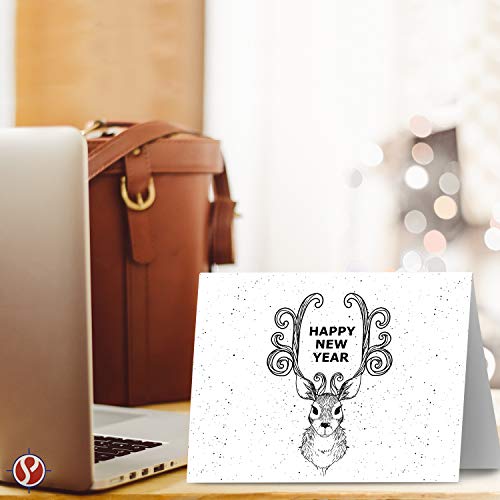 Greeting Cards Set – 4.25 x 5.5 Blank White Cardstock and A2 Envelopes Set of 25 FoldCard