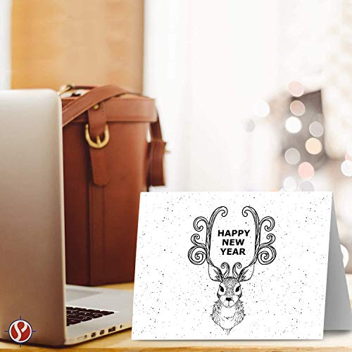 Greeting Cards Set – 4.25 x 5.5" Blank White Cardstock and Envelopes Bulk Set of 30 FoldCard