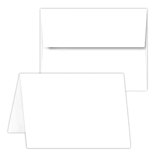 Greeting Cards Set - 4.25 x 5.5 Inches Blank White Cardstock & Envelopes - Bulk 50 Set FoldCard