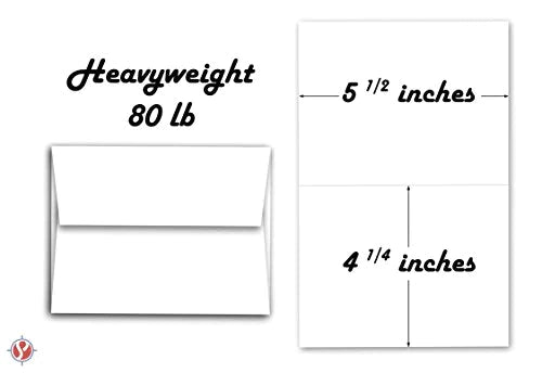 Greeting Cards Set - 4.25 x 5.5 Inches Blank White Cardstock & Envelopes - Bulk 50 Set FoldCard