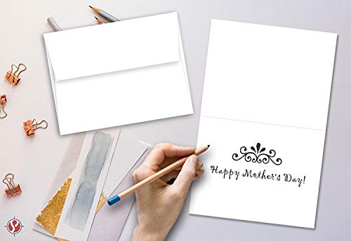 Greeting Cards Set – 4.5x6 Blank White Cardstock and Envelopes Bulk Set of 40 FoldCard