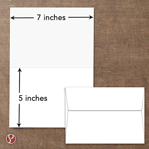 Greeting Cards Set - 5x7 Blank White Cardstock and Envelopes - 65 Cover - Set of 50 FoldCard