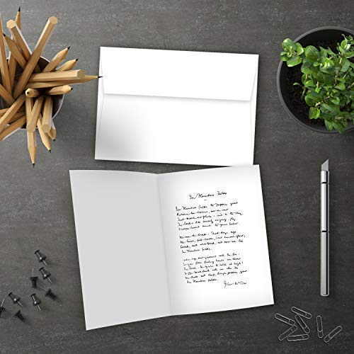 Greeting Cards Set – 5x7 Blank White Cardstock and Envelopes Bulk Set of 50 FoldCard