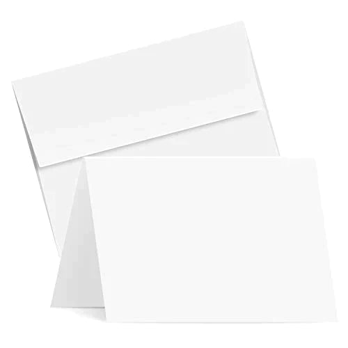 Greeting Cards With Envelopes Set – 5x7 Blank White Cardstock and Envelopes Bulk Set of 25 FoldCard