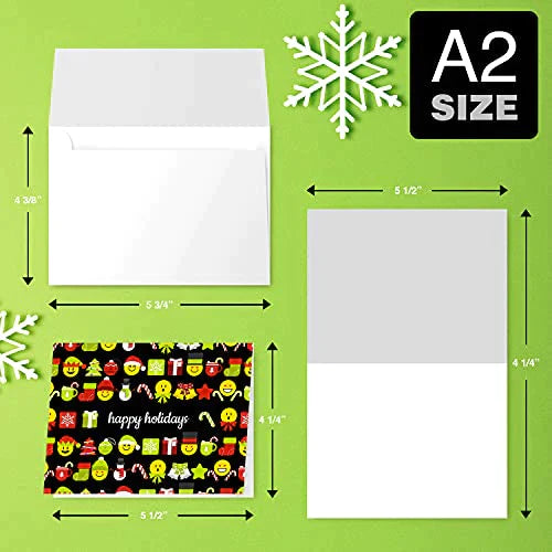 Happy Holidays Greeting Cards – Red & Green, Set of 25 FoldCard