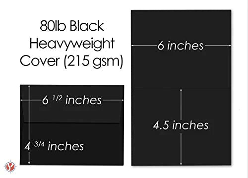Heavyweight Blank Black Greeting Cards and Envelopes | 25 Cards and Envelopes Per Pack | 5” x 7” Inches (A7) FoldCard