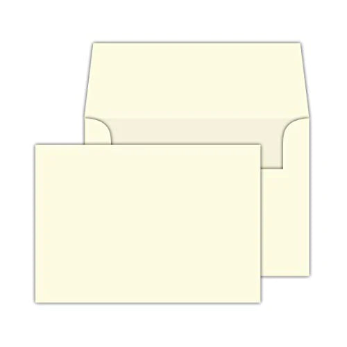 Cream / Natural / Off White, Heavy Blank Note Cards and Envelopes Size 5 x 7 - 50 per Pack. - This Is Not A Fold Over Card.
