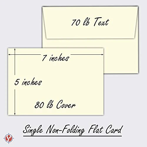 Heavyweight Blank Cream/Natural/Off White Note Cards and Envelopes | 5” x 7” Inches | 50 Cards and Envelopes | Not a Fold Over Card FoldCard