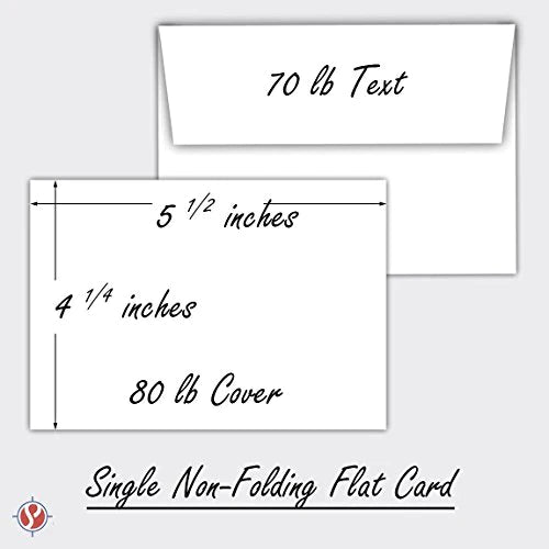 Heavyweight Blank White Note Cards and Envelopes | 4 1/4” X 5 1/2” Inches (A2) | 50 Cards and 50 Envelopes | Not a Fold Over Card FoldCard