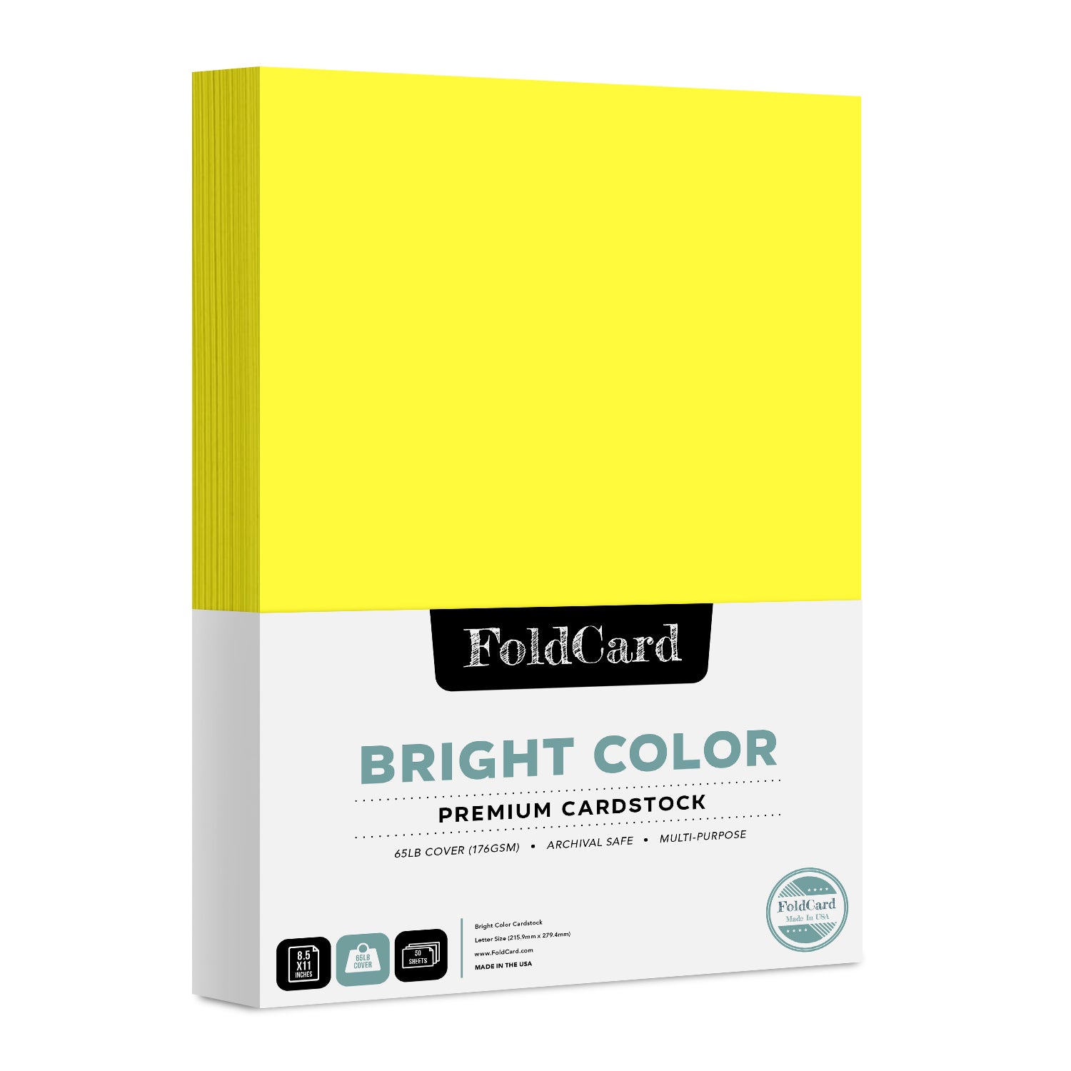 Premium Quality Bright Color Cardstock: 8.5 x 11 - 50 Sheets of 65lb Cover Weight