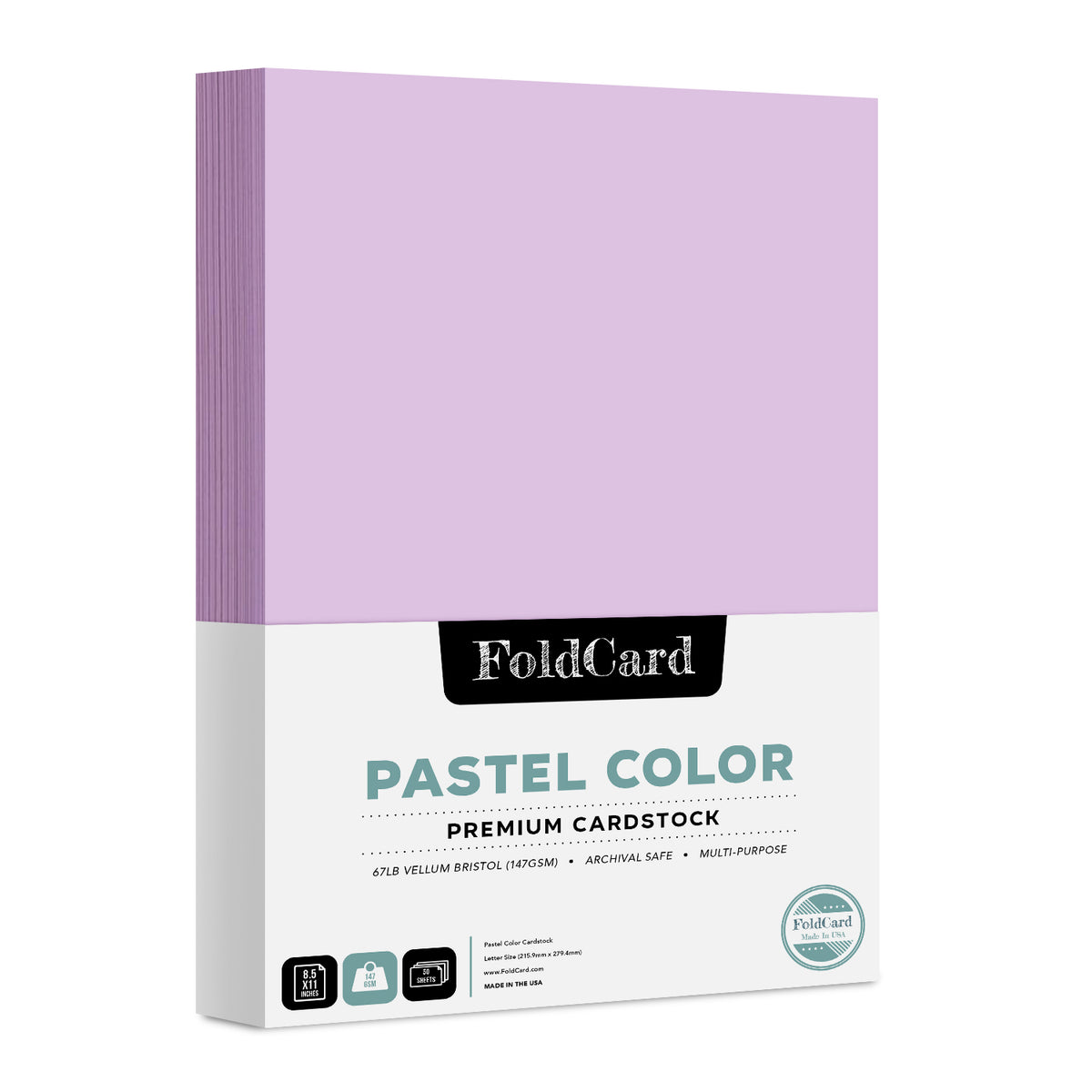 Premium Quality Pastel  Color Cardstock: 8.5 x 11 - 50 Sheets of 67lb Cover Weight