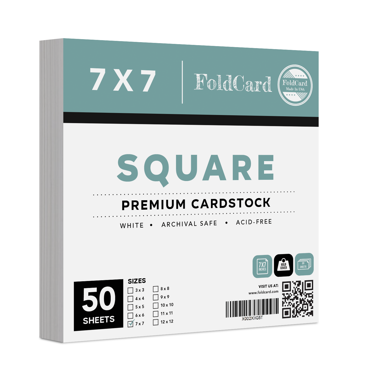 80lb White Square Cardstock 7x7 - Premium Quality 50 Pack