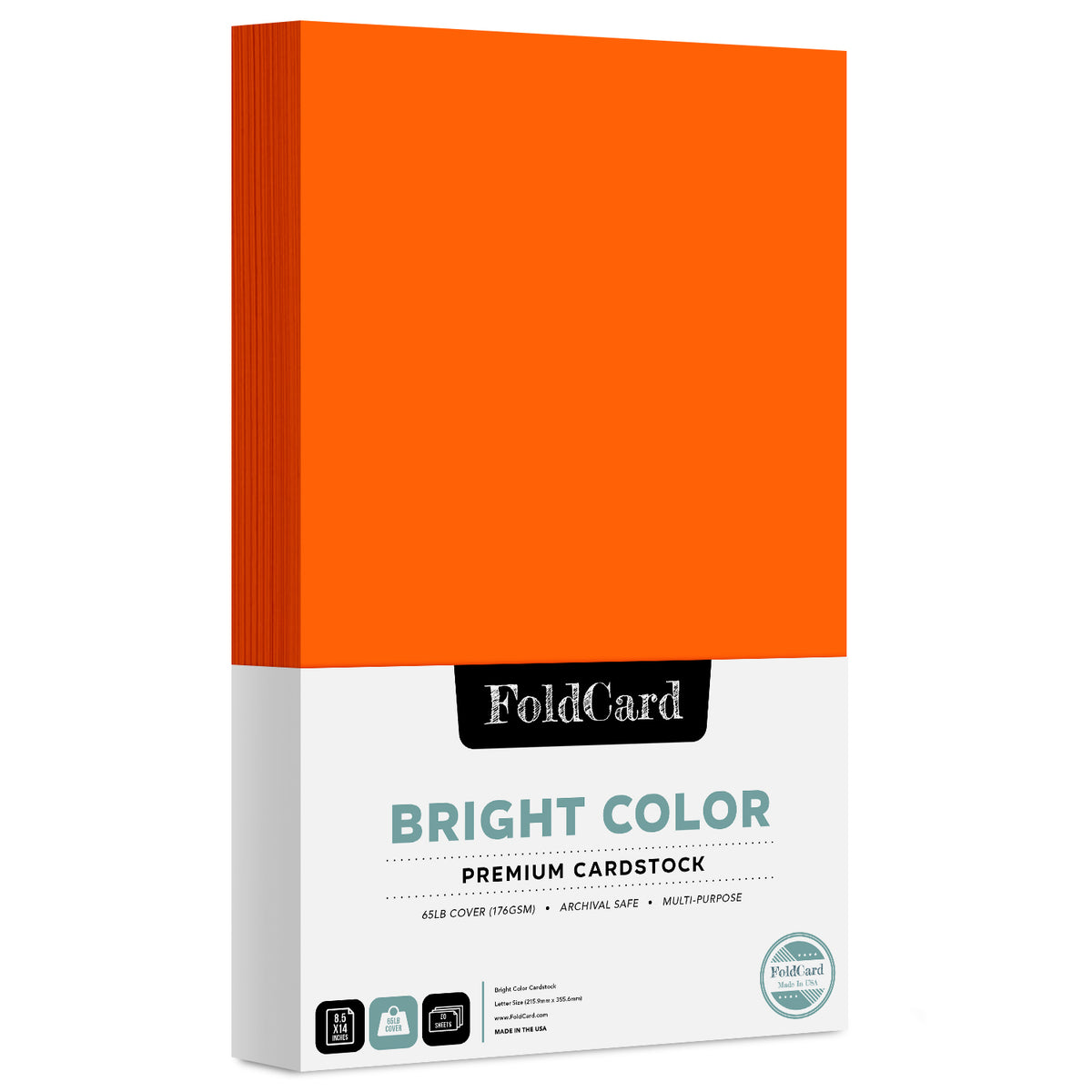 Premium Quality Bright Color Cardstock: 8.5 x 14 - 50 Sheets of 65lb Cover Weight