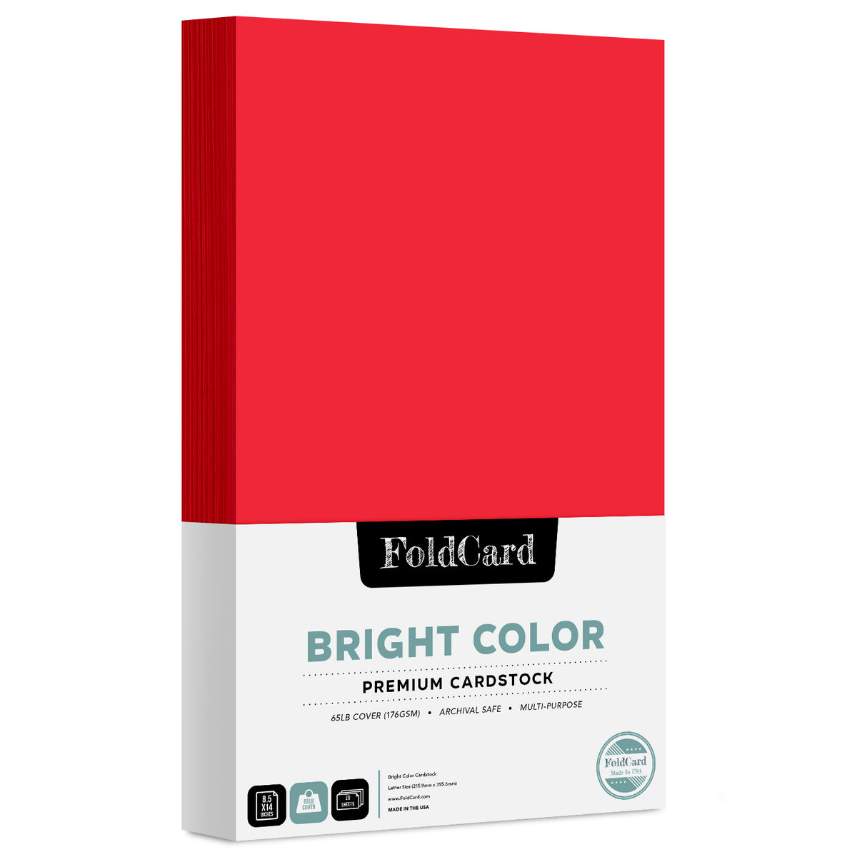 Premium Quality Bright Color Cardstock: 8.5 x 14 - 50 Sheets of 65lb Cover Weight